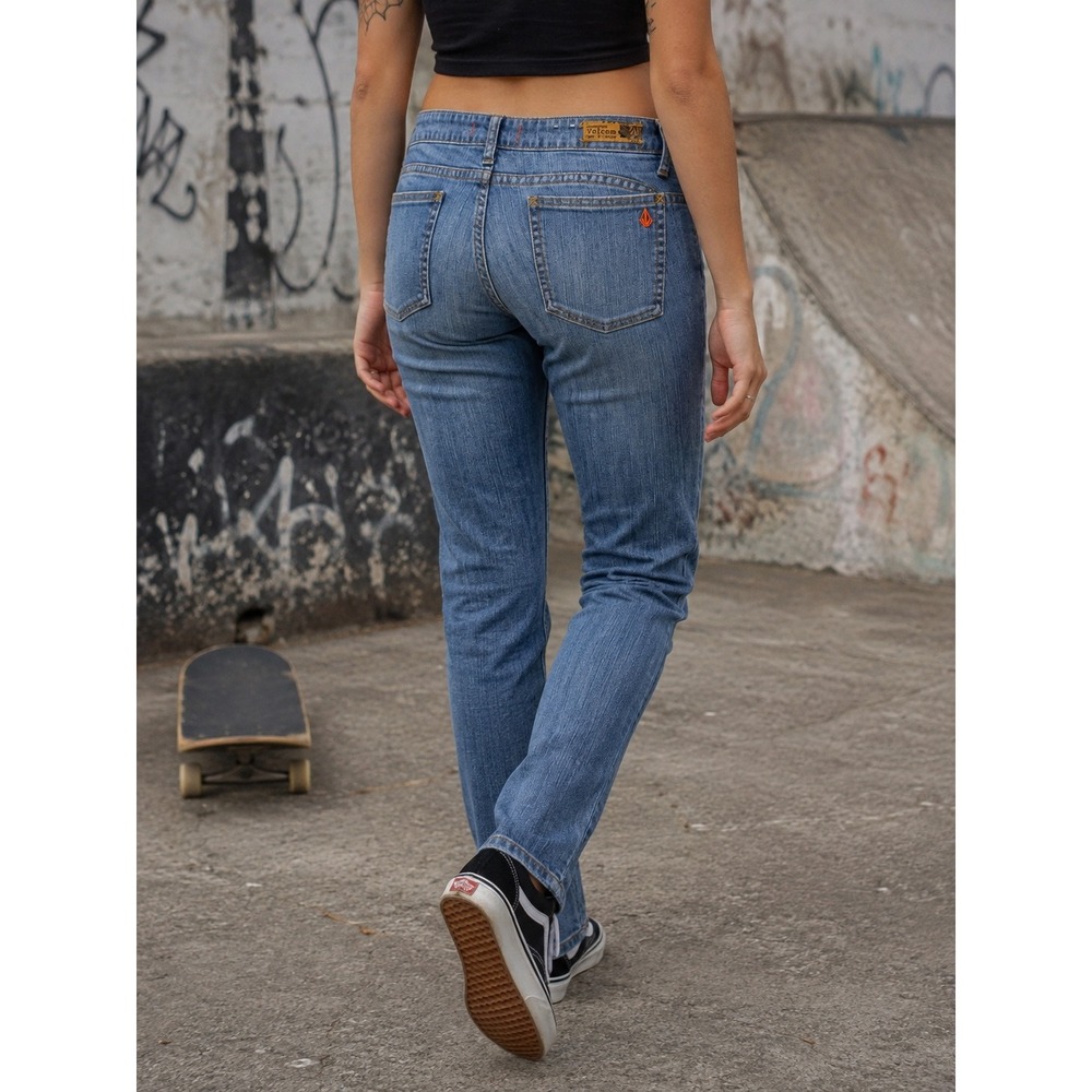 Volcom Brand Jeans Skinny Fit Denim Pants Size 11 Blue Medium Wash Women's